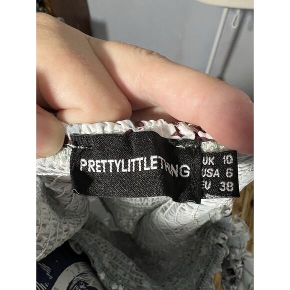 Pretty Little Thing Off the Shoulder Dress Summer Frills Maxi Size US 6 Womens - Picture 9 of 10